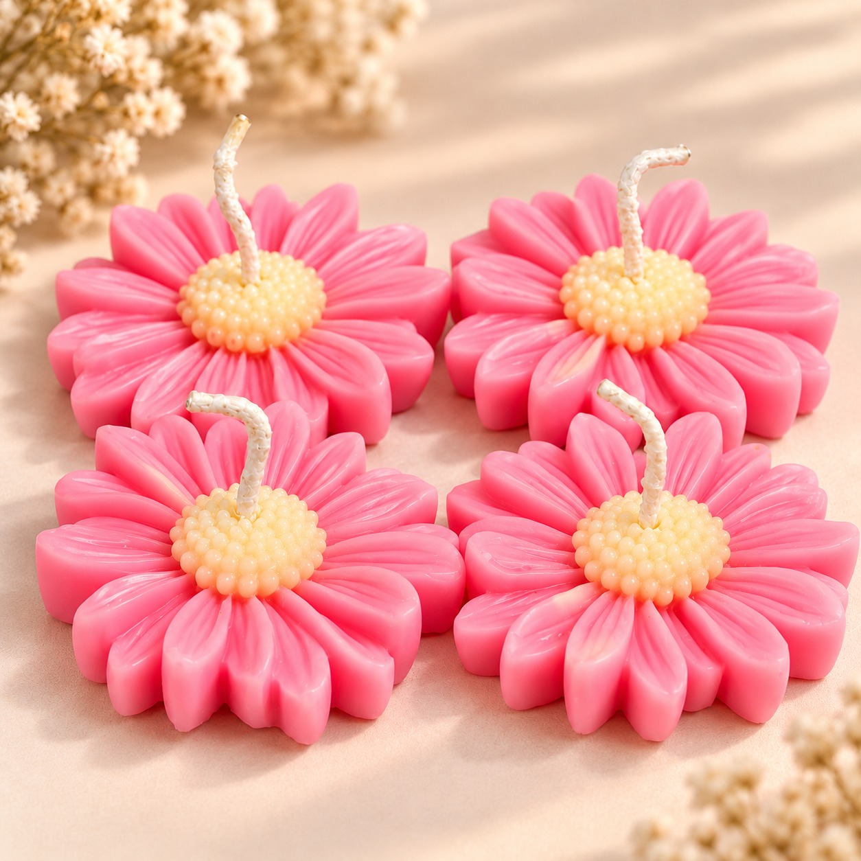 Pink Flower-Shaped Decorative Candles
